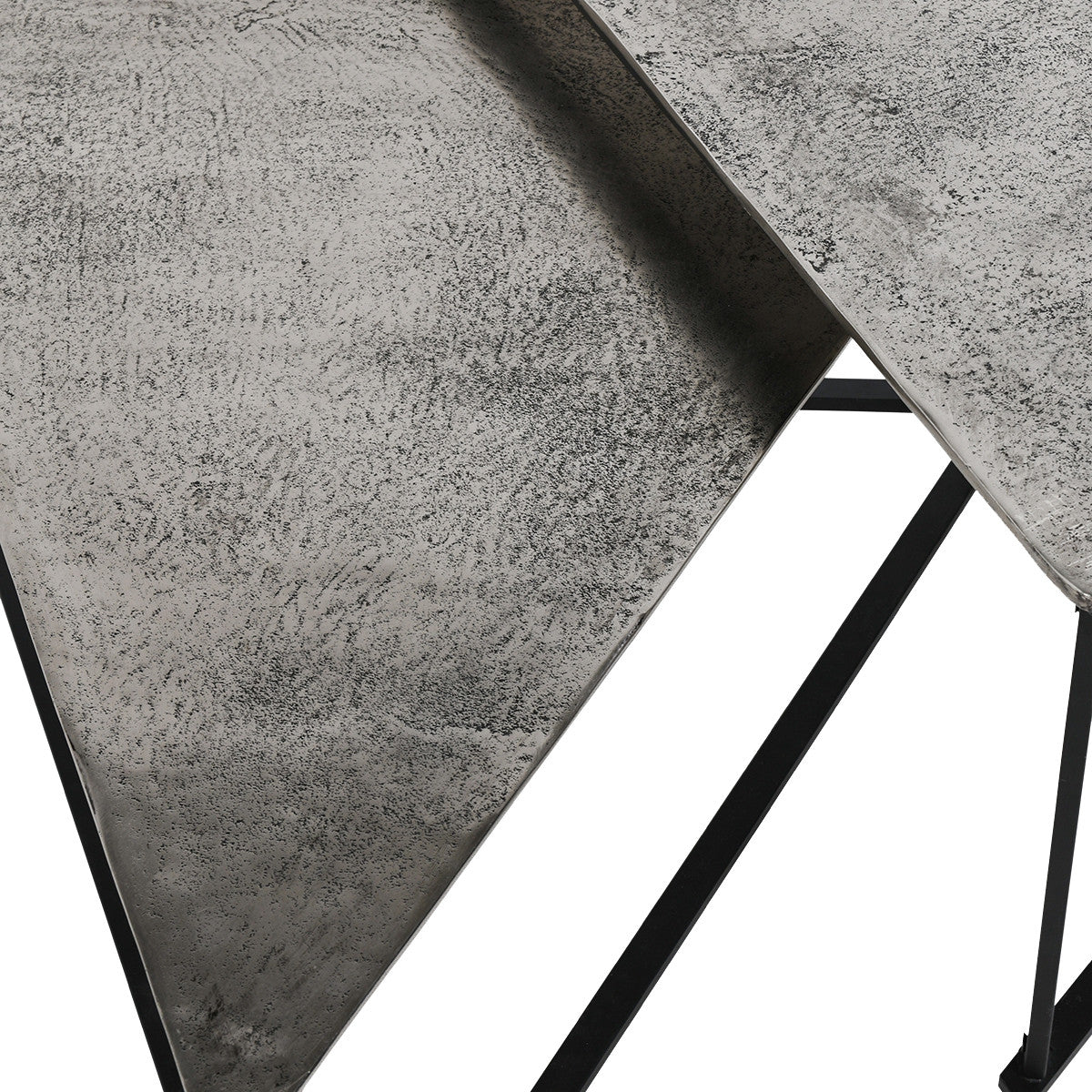 Burton Cast Aluminum Triangle Nesting Coffee Tables
