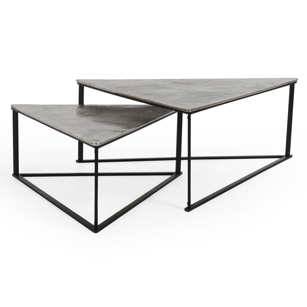 Burton Cast Aluminum Triangle Nesting Coffee Tables