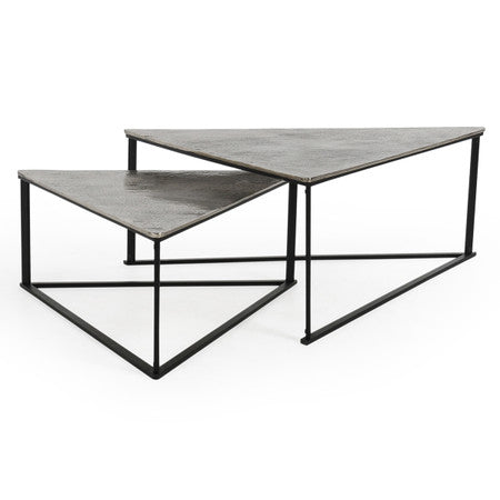 Burton Cast Aluminum Triangle Nesting Coffee Tables