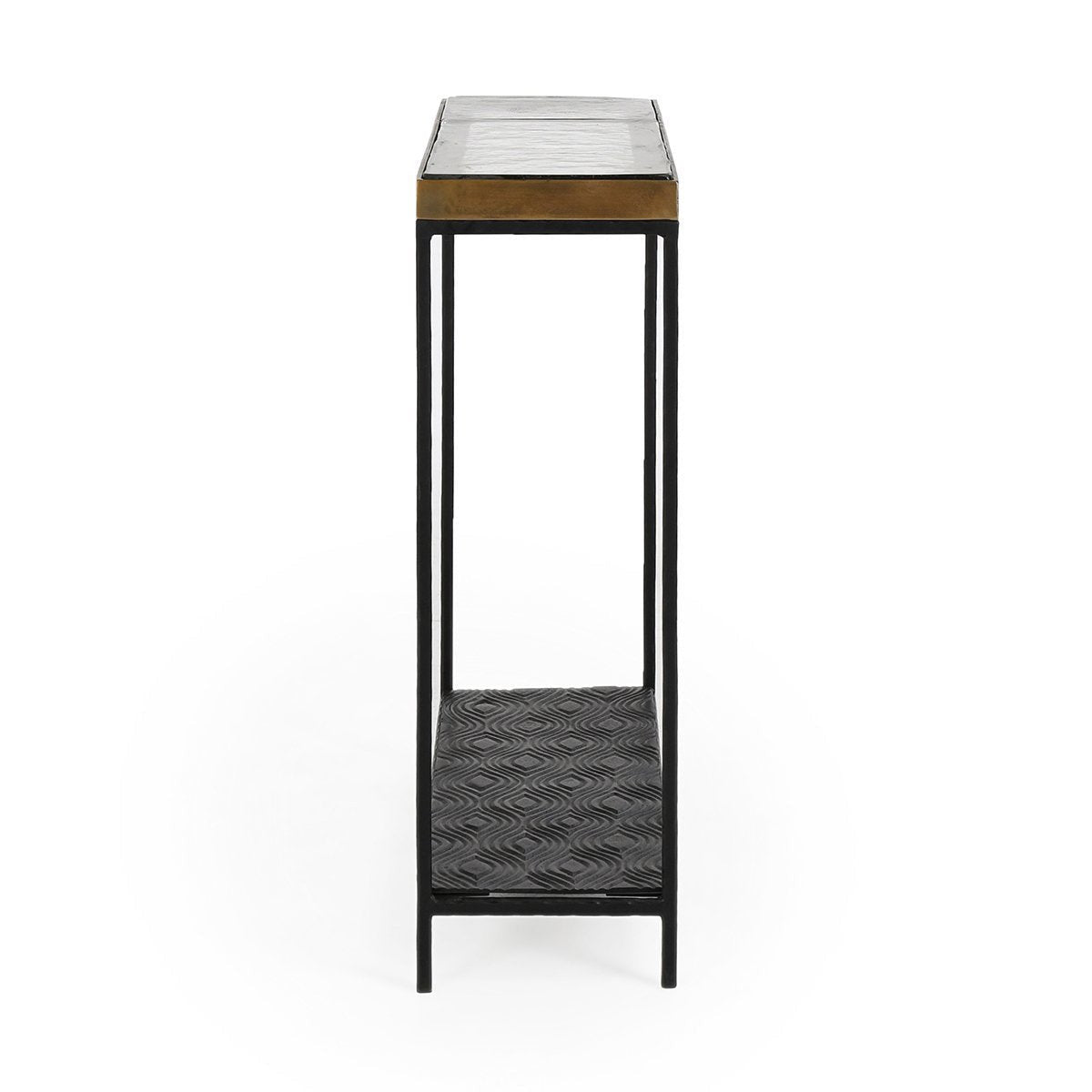 Harrison Glass/Aluminum Rectangle Console Tables Set of 2