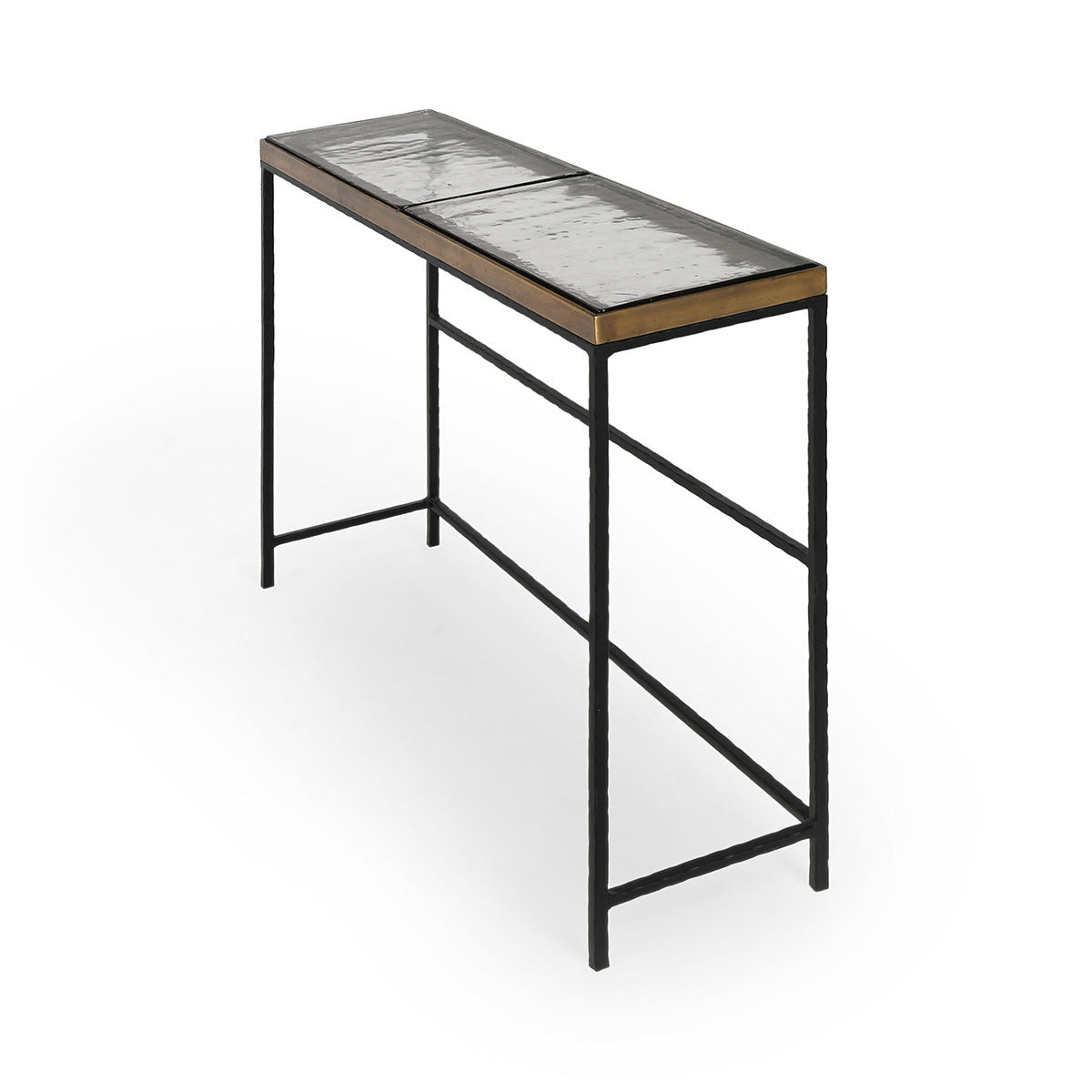 Harrison Glass/Aluminum Rectangle Console Tables Set of 2