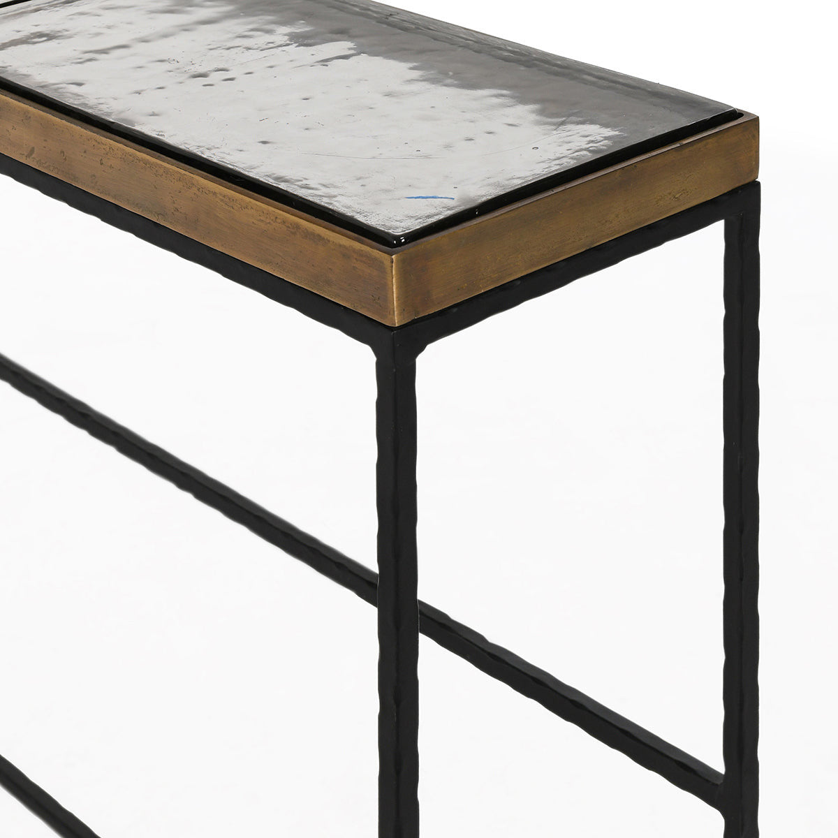 Harrison Glass/Aluminum Rectangle Console Tables Set of 2