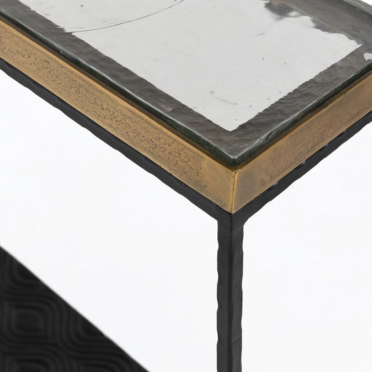 Harrison Glass/Aluminum Rectangle Console Tables Set of 2