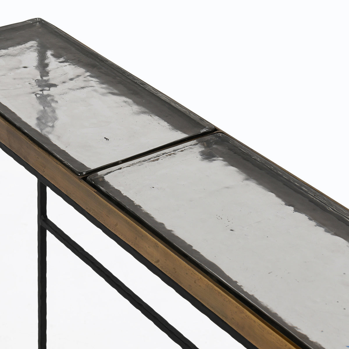 Harrison Glass/Aluminum Rectangle Console Tables Set of 2