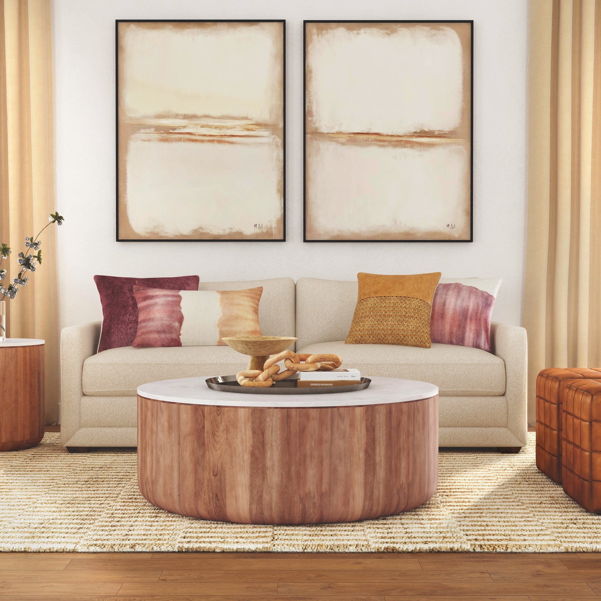 Josie Coffee Table - Hickory Brown - Umber/Marble