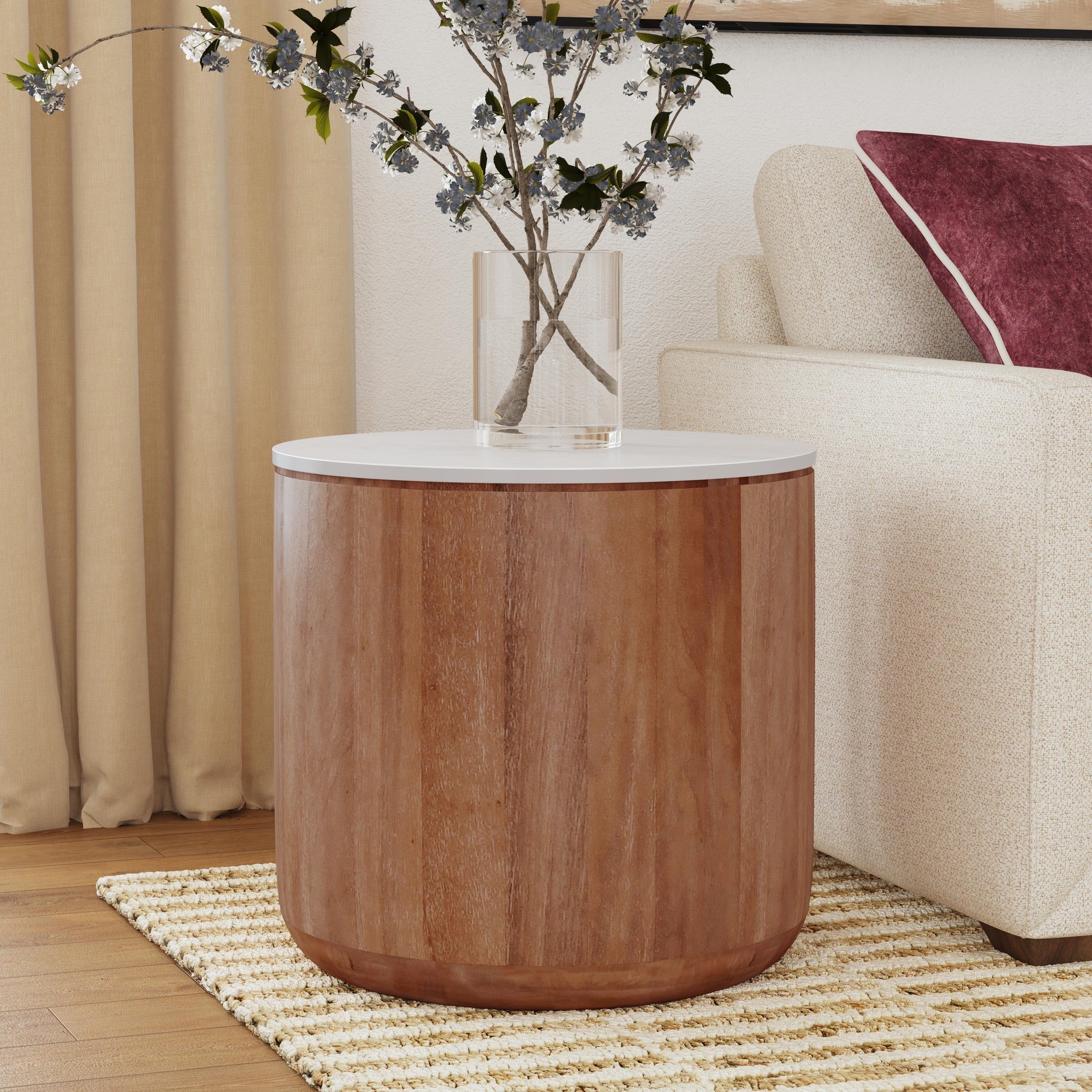 Josie End Table - Hickory Brown - Umber/Marble