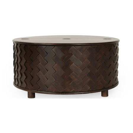 Shira Solid Wood Round Storage Coffee Table
