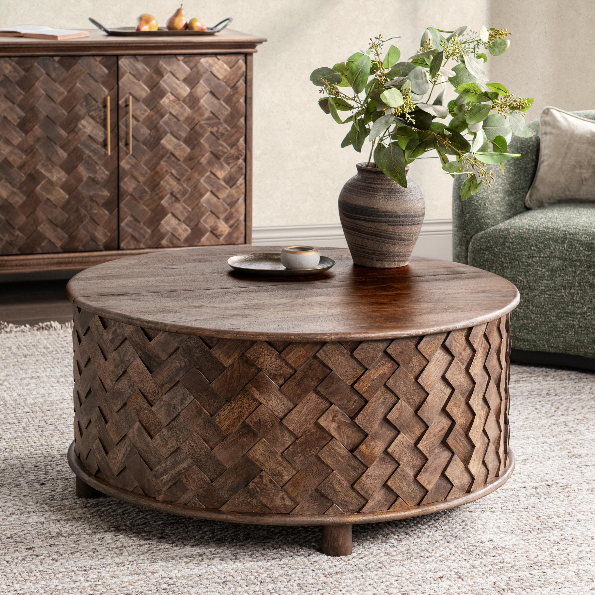 Shira Storage Coffee Table - Kona Brown - Grey