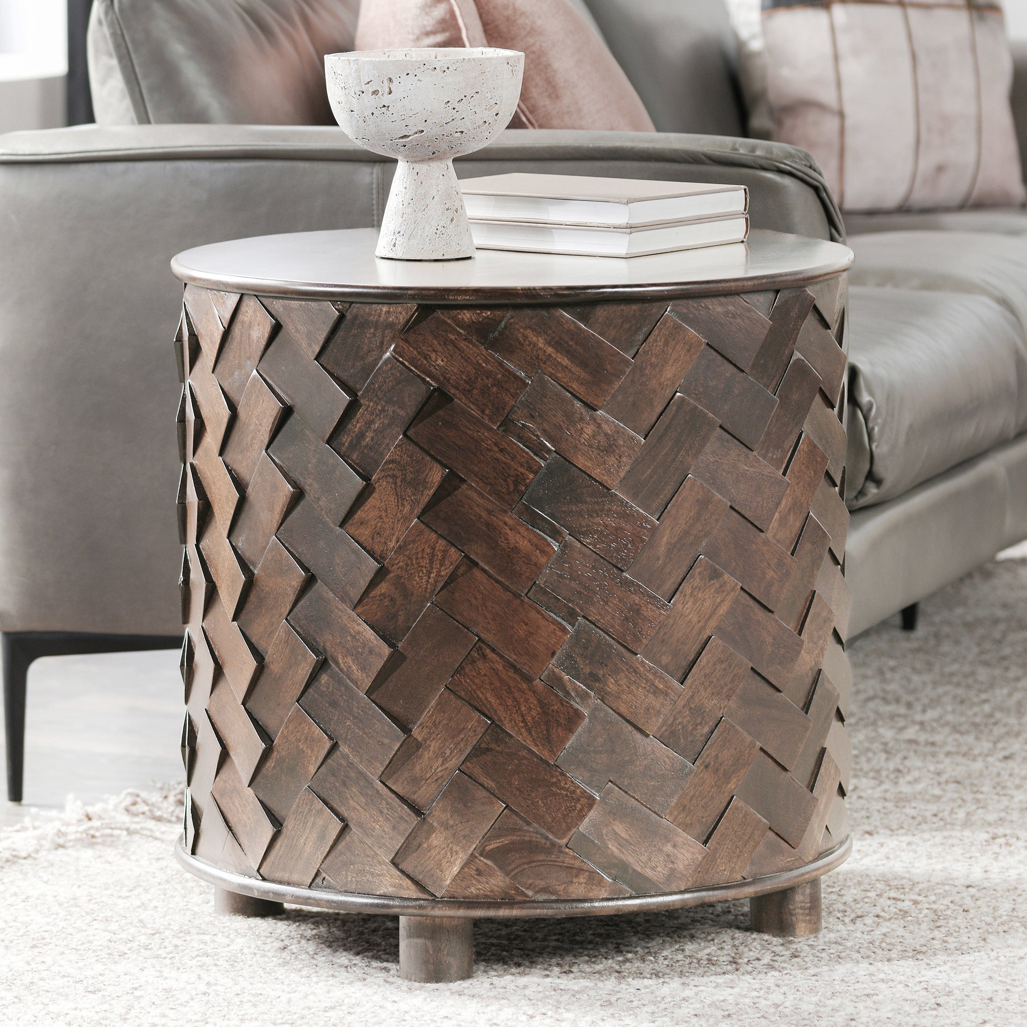 Shira End Table - Kona Brown - Grey