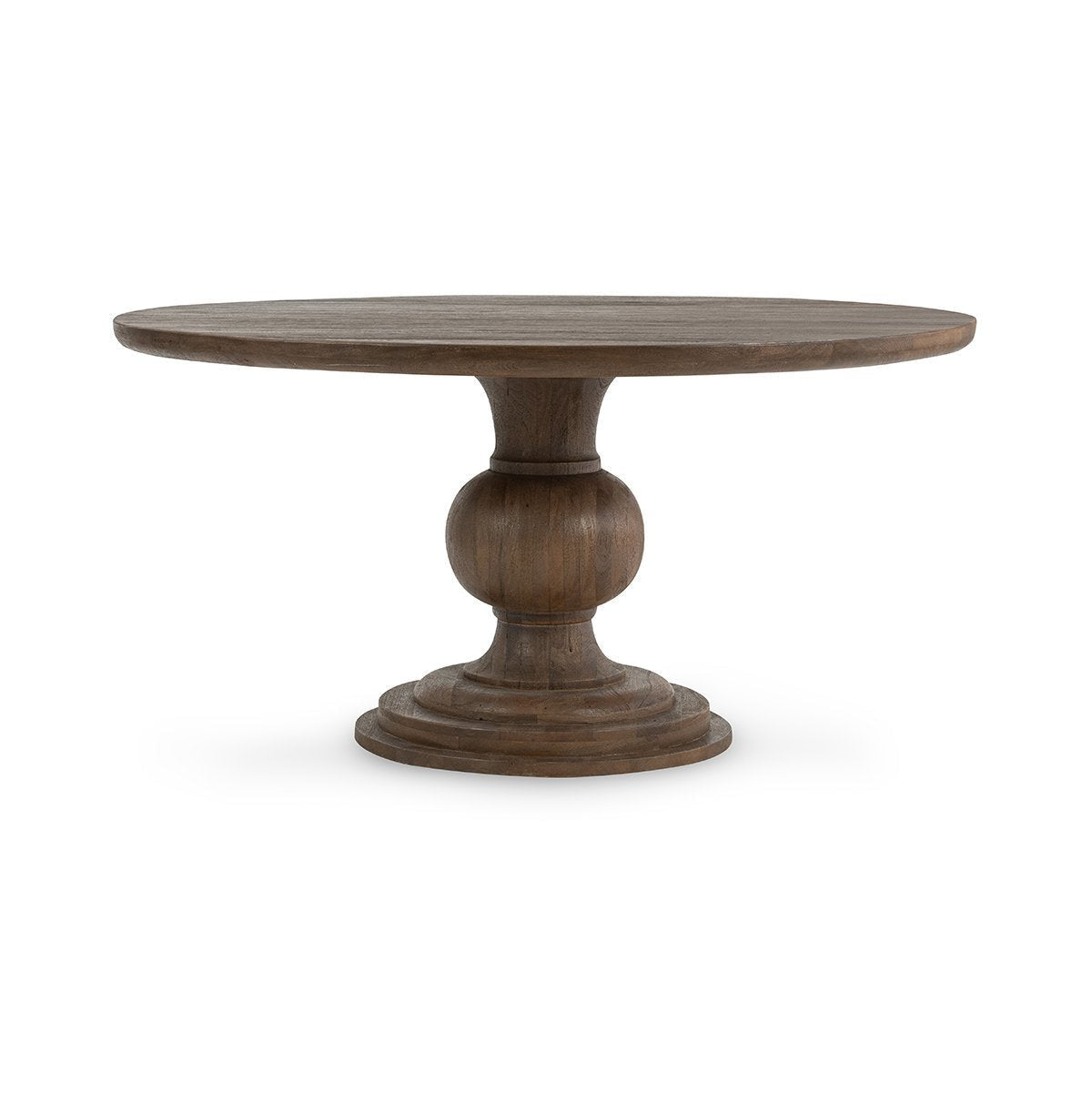 Luna Brown Solid Wood Round Pedestal Dining Table 60"