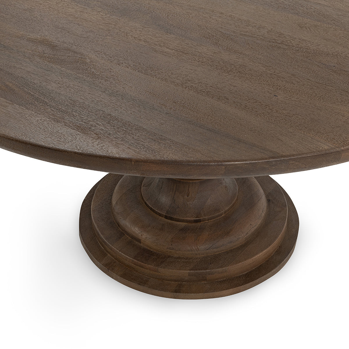 Luna Brown Solid Wood Round Pedestal Dining Table 60"