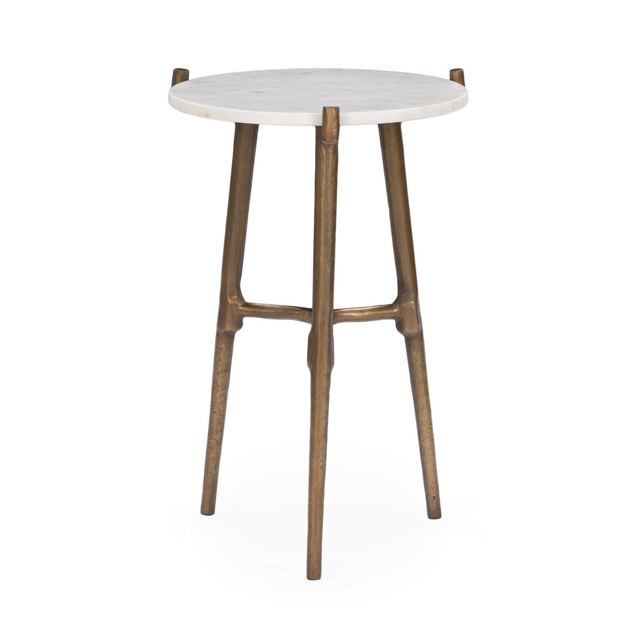 Halley White Marble Round Accent Table