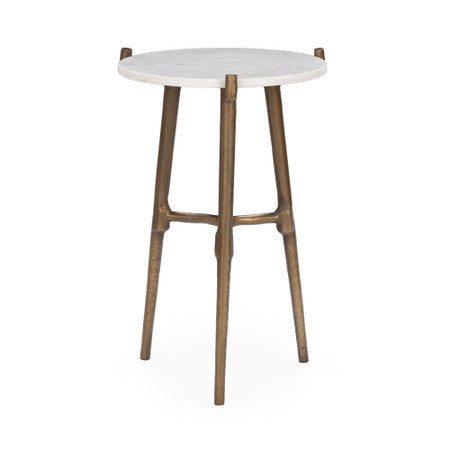 Halley White Marble Round Accent Table