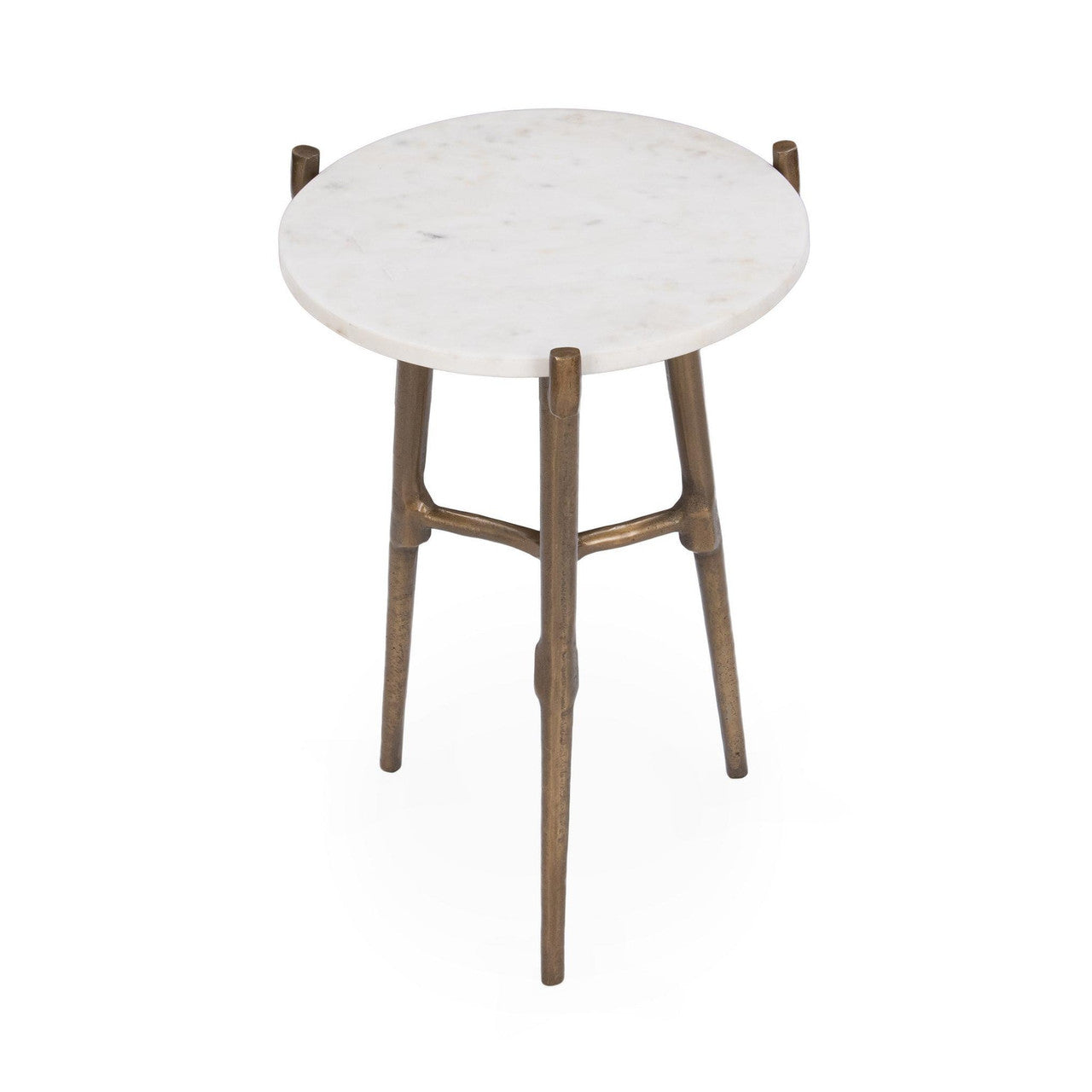 Halley White Marble Round Accent Table