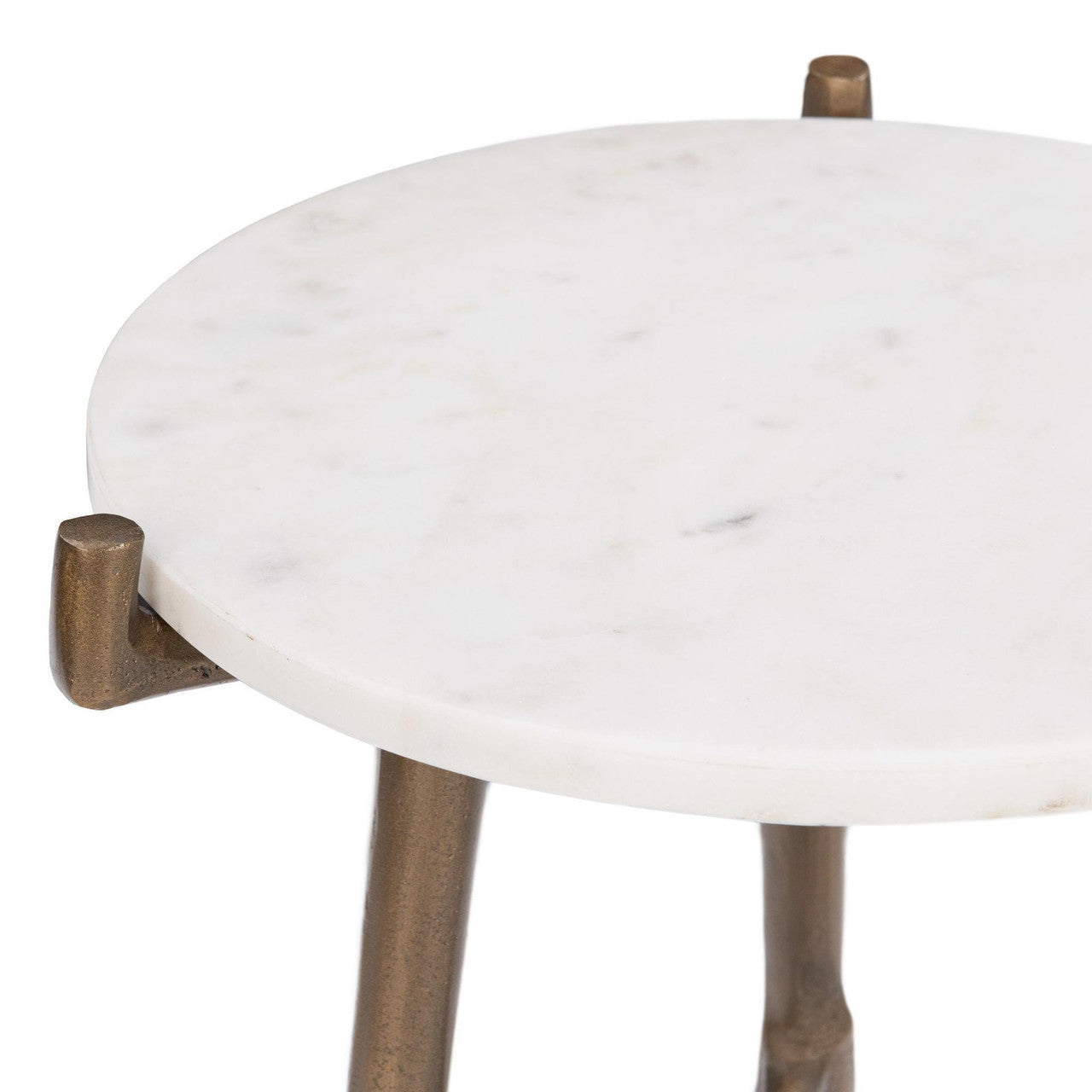 Halley White Marble Round Accent Table