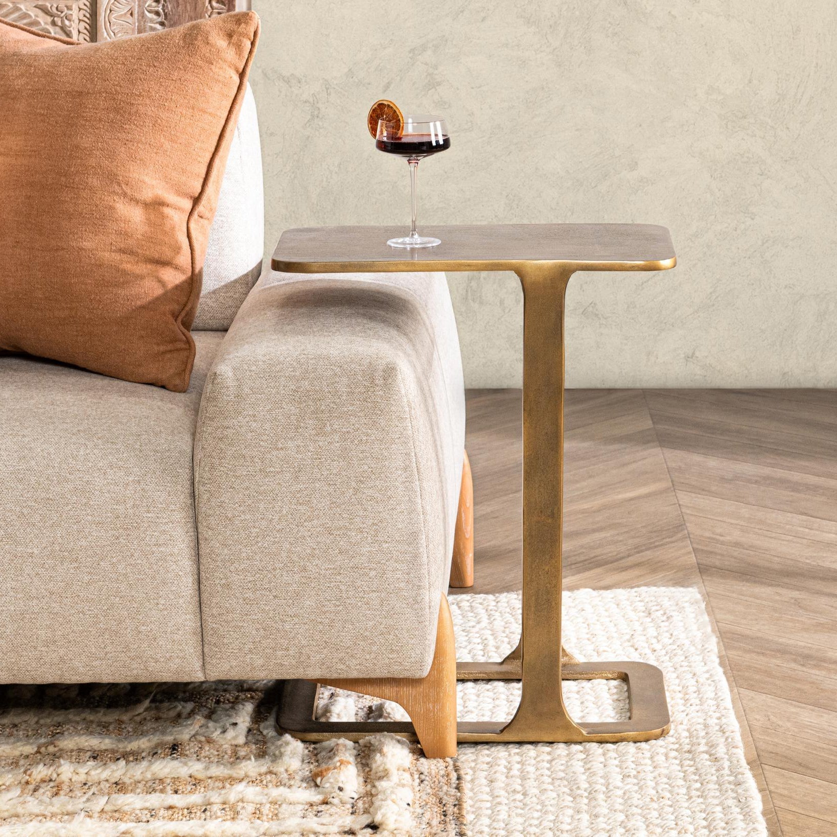 Geanna Accent Table - Antique Brass