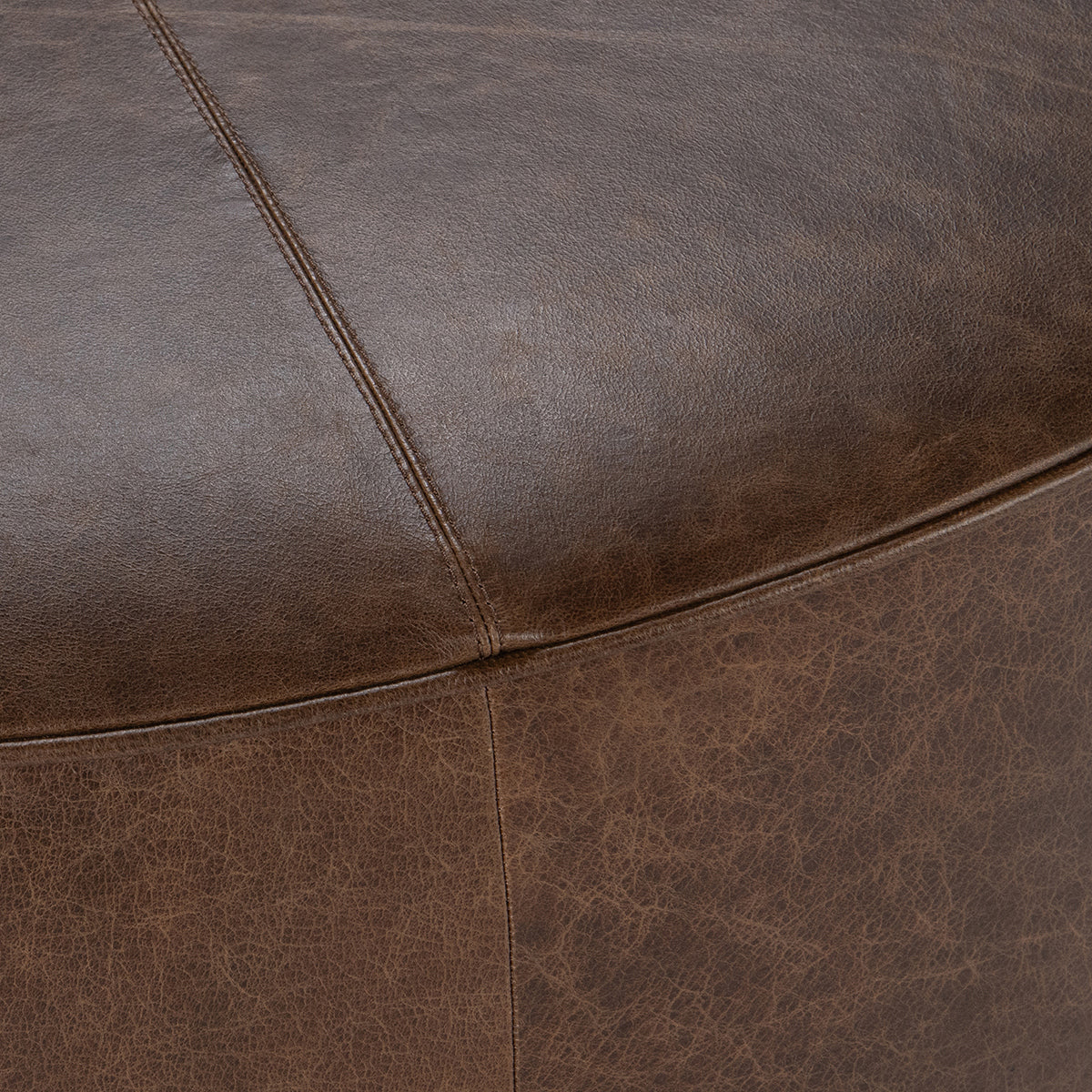 Clair Round Ottoman - Cocoa Brown - Dark Brown