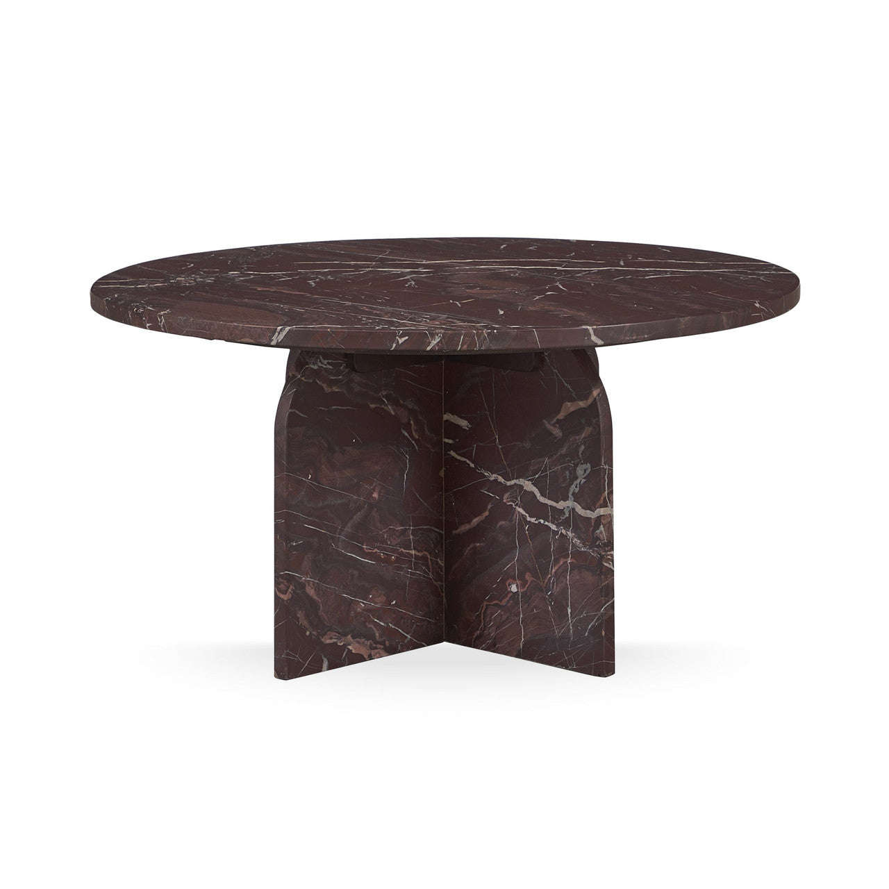 Reilly Marble Round Coffee Table - Merlot