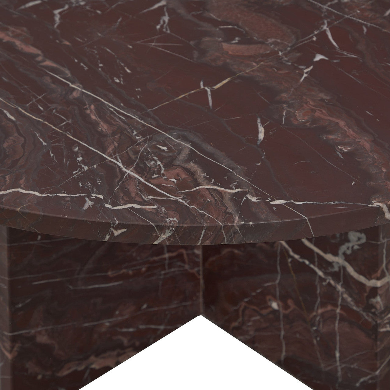 Reilly Marble Round Coffee Table - Merlot