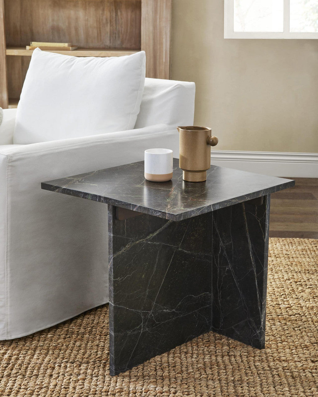Bexly Marble Square End Table - Green