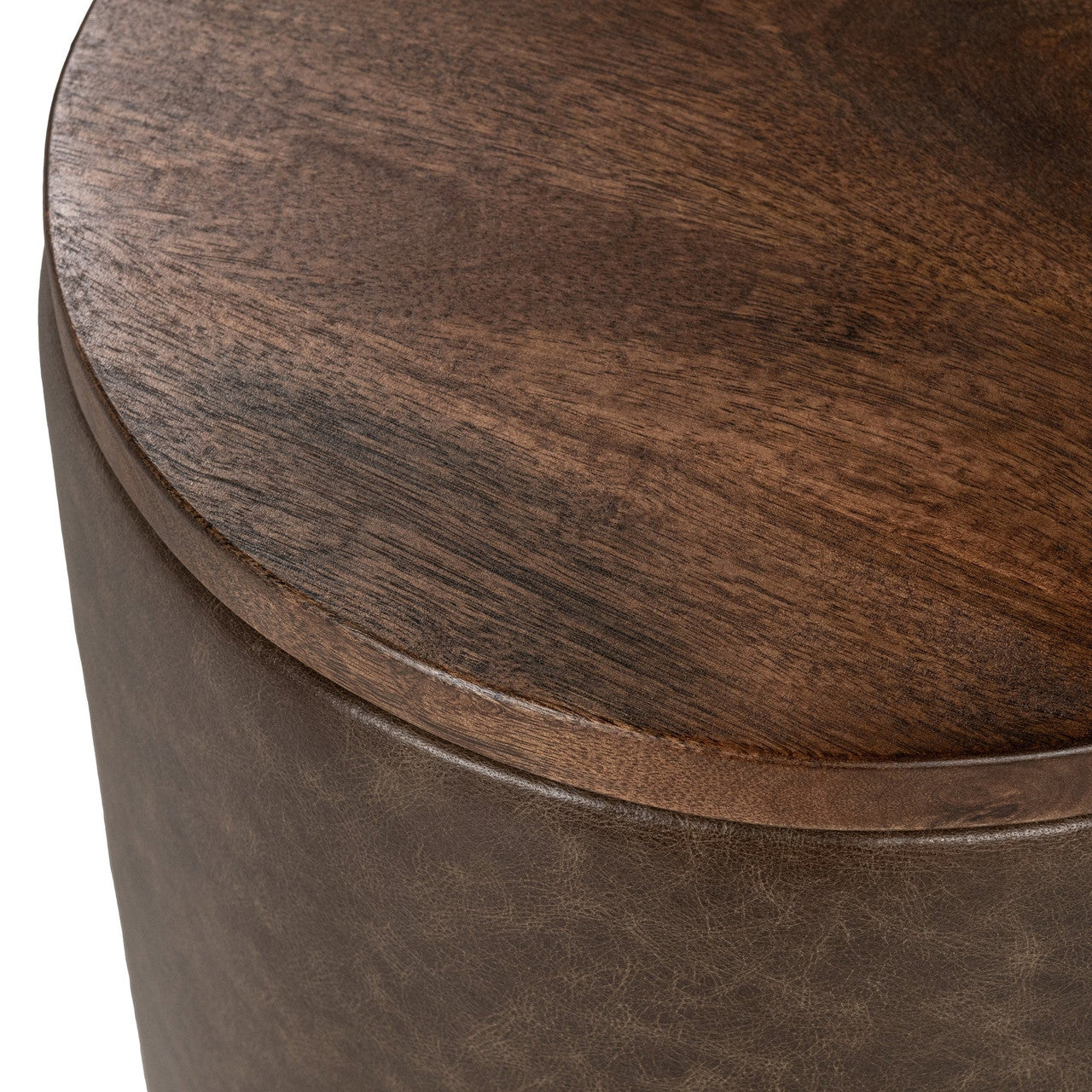 Andra Leather Round Accent Table