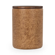 Andra Leather Round Accent Table - Tan