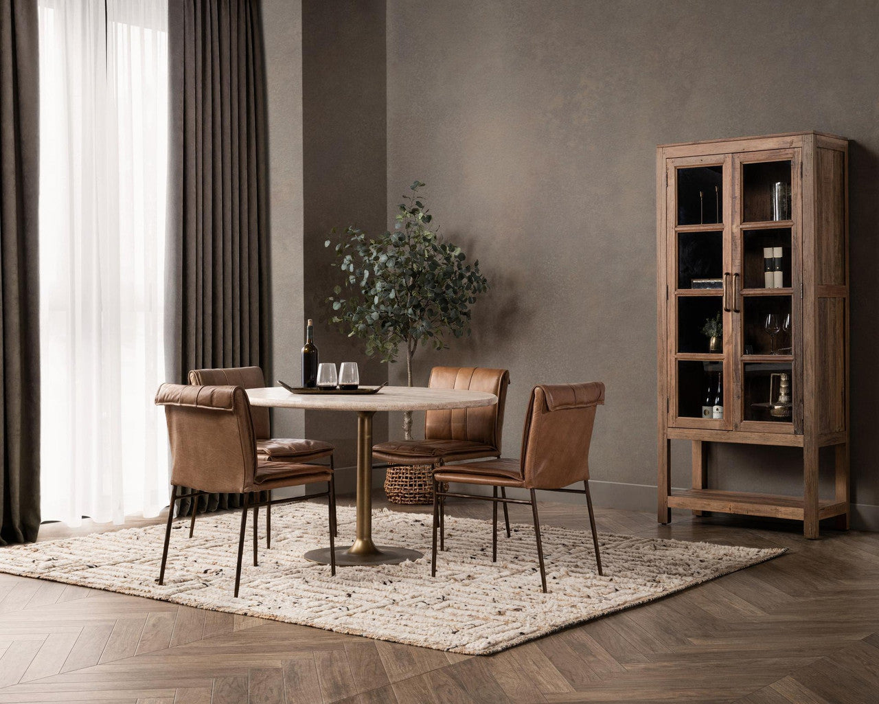 Malani Travertine Round Dining Table