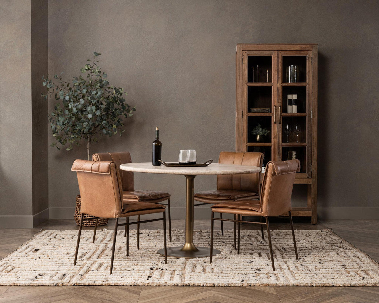 Malani Travertine Round Dining Table