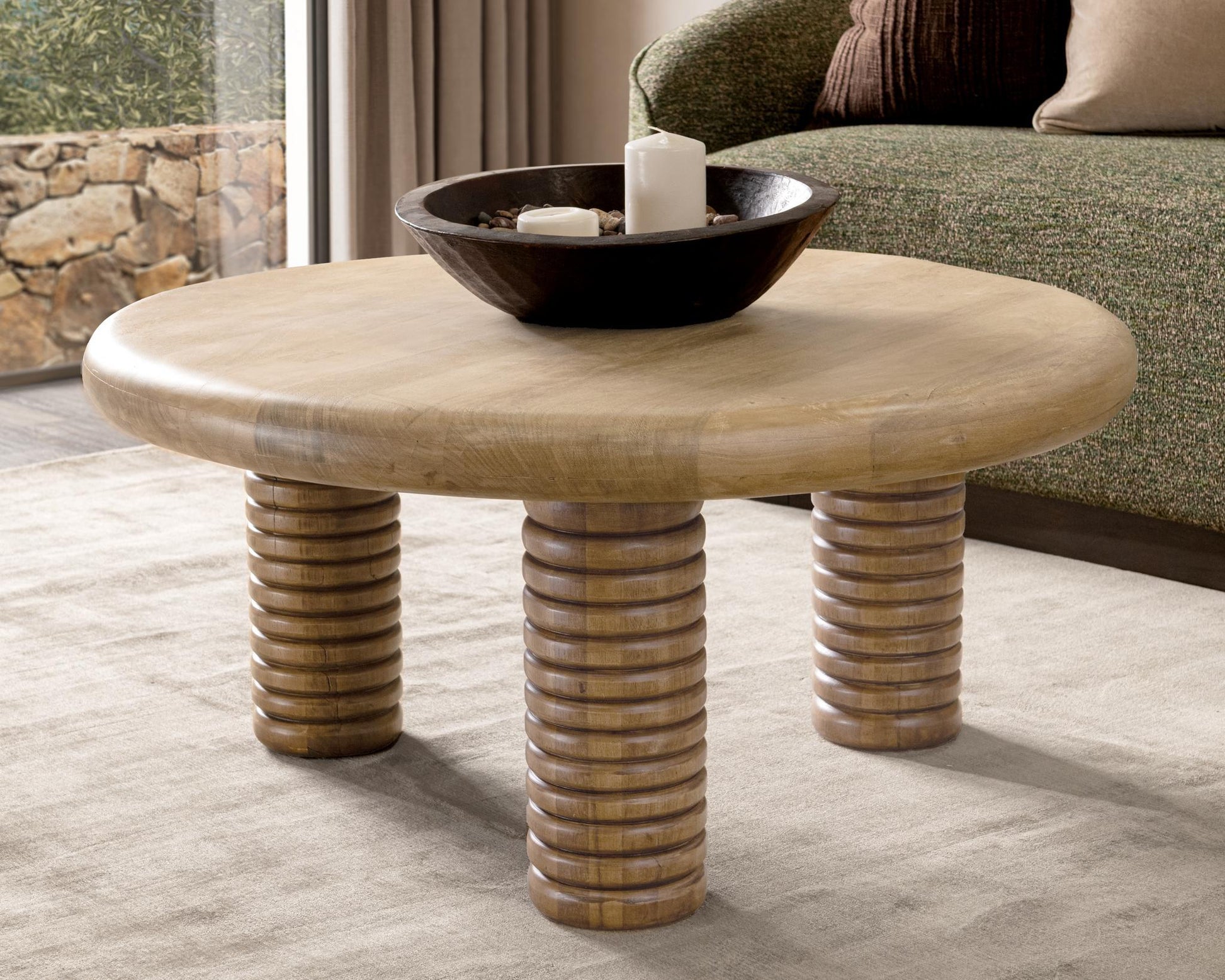 Ilaria Coffee Table - Sand Washed - Walnut Brown