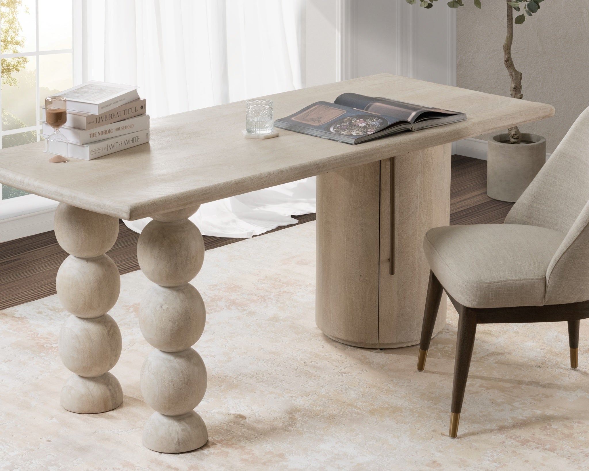 Adir Desk - Cream - White Washed
