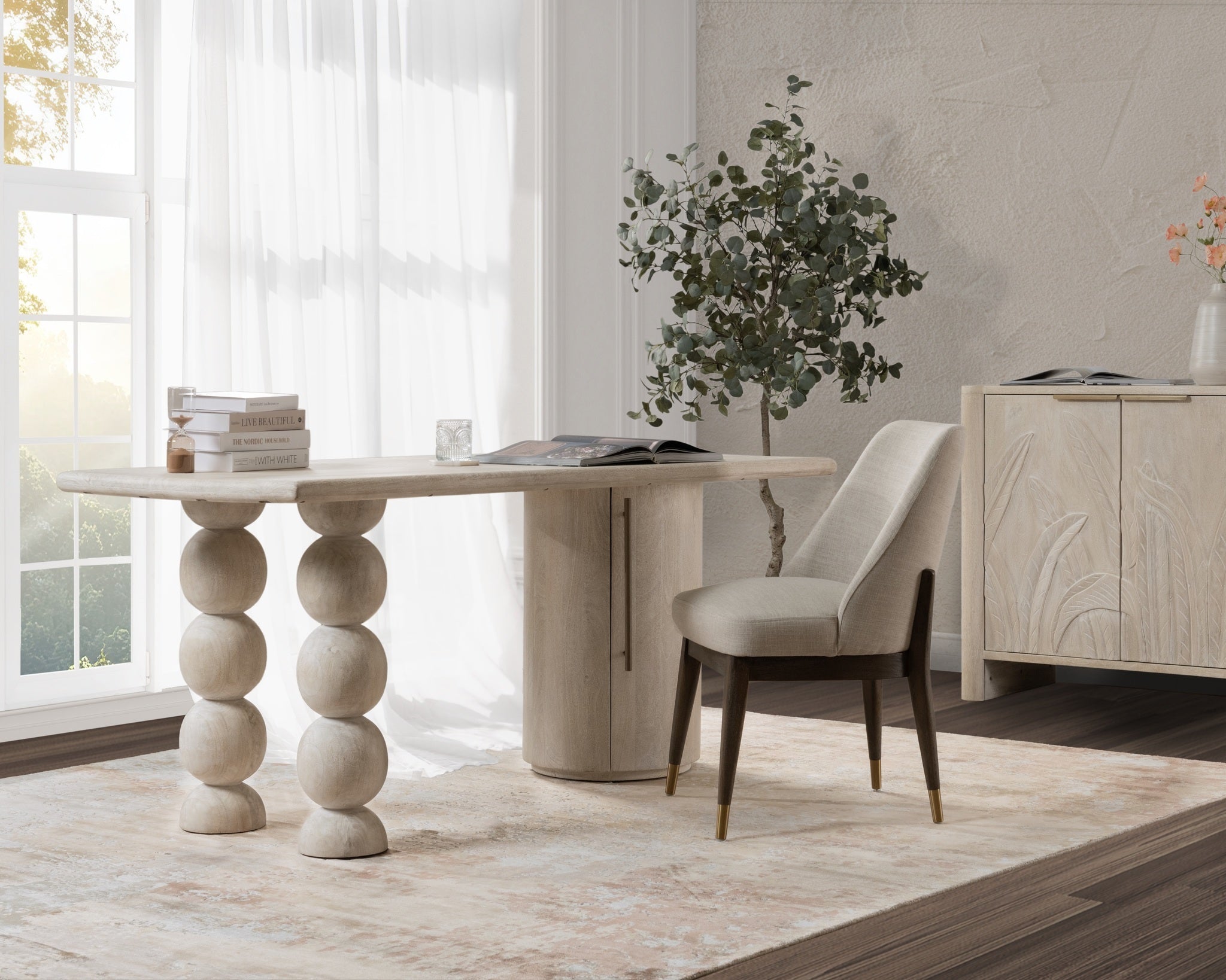 Adir Desk - Cream - White Washed