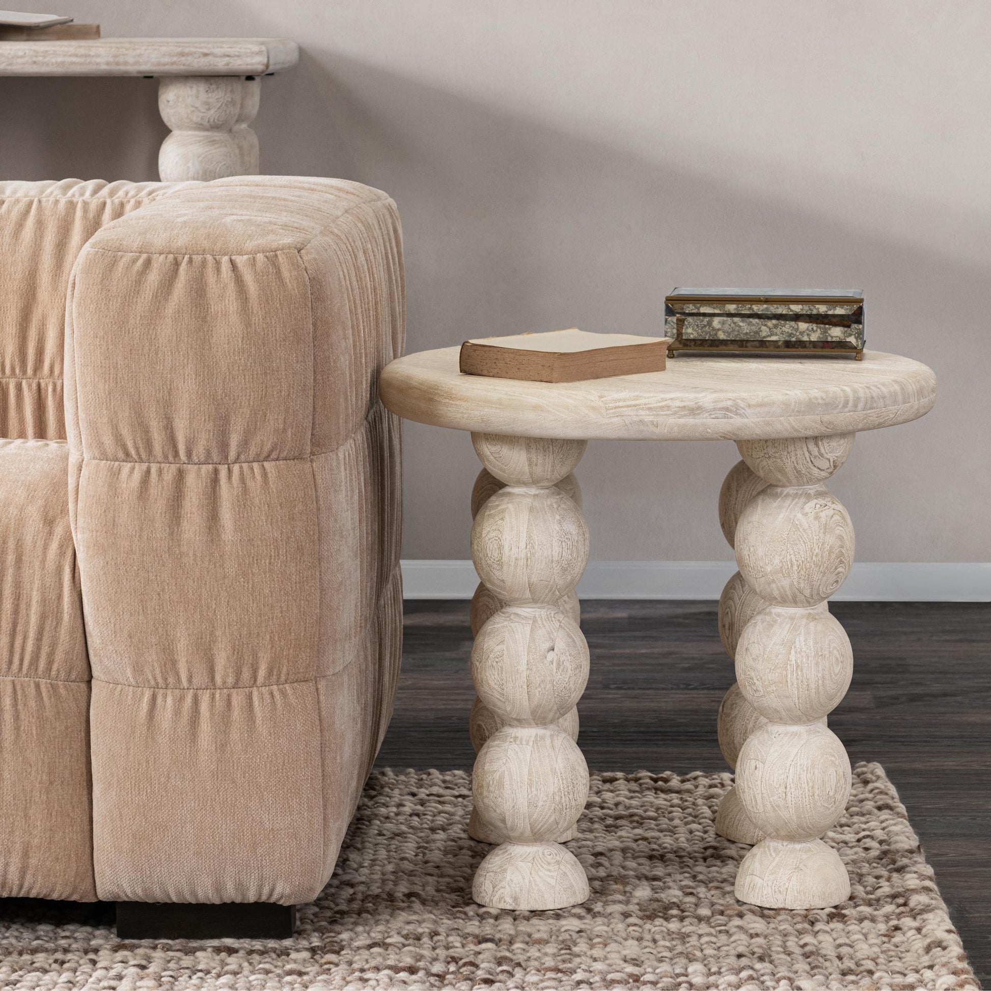 Adir End Table - Cream - White Washed