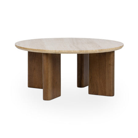 Idella Travertine Round Coffee Table