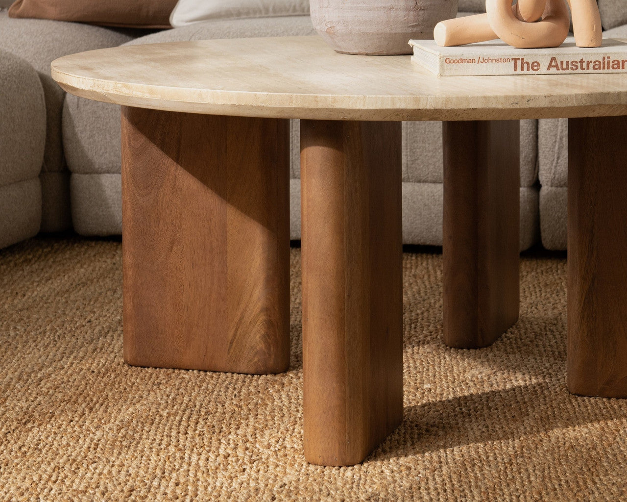 Idella Travertine Round Coffee Table