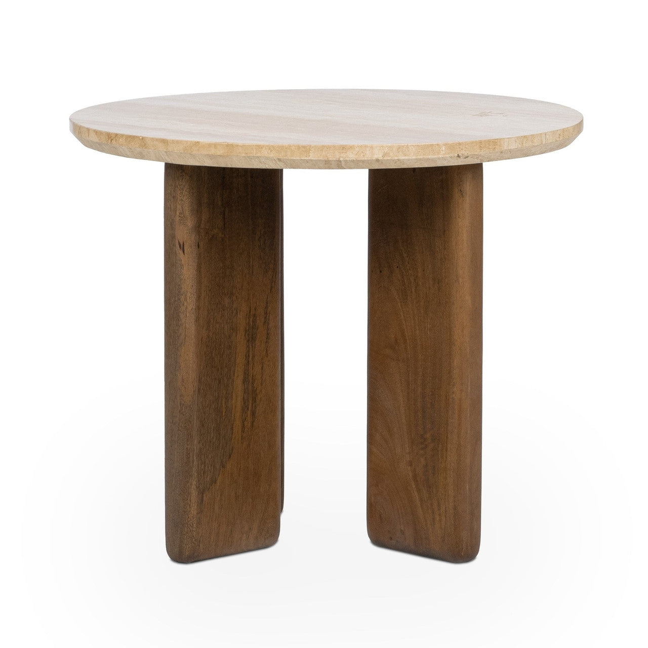 Idella Travertine Round End Table