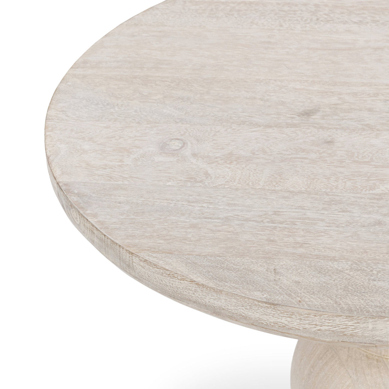 Luna Whitewash Solid Wood Round Pedestal End Table 24"