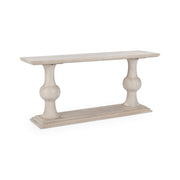 Luna Whitewash Solid Wood Pedestal Console Table 68"