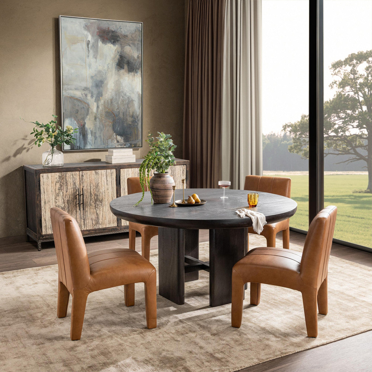 Celadon Truffle Roast Round Dining Table 60"