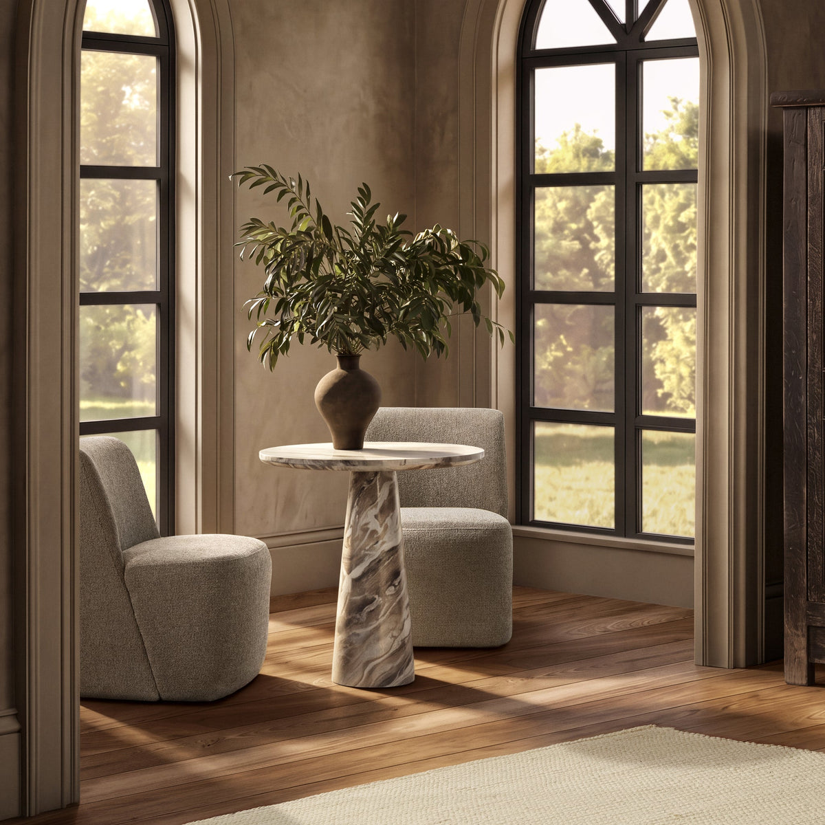 Alcove Dining Table - Milan Taupe / 30" / Round by Classic Home - view 5