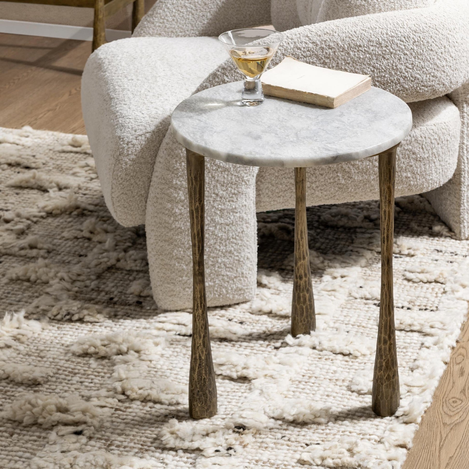 Venicia Round End Table - White Sage