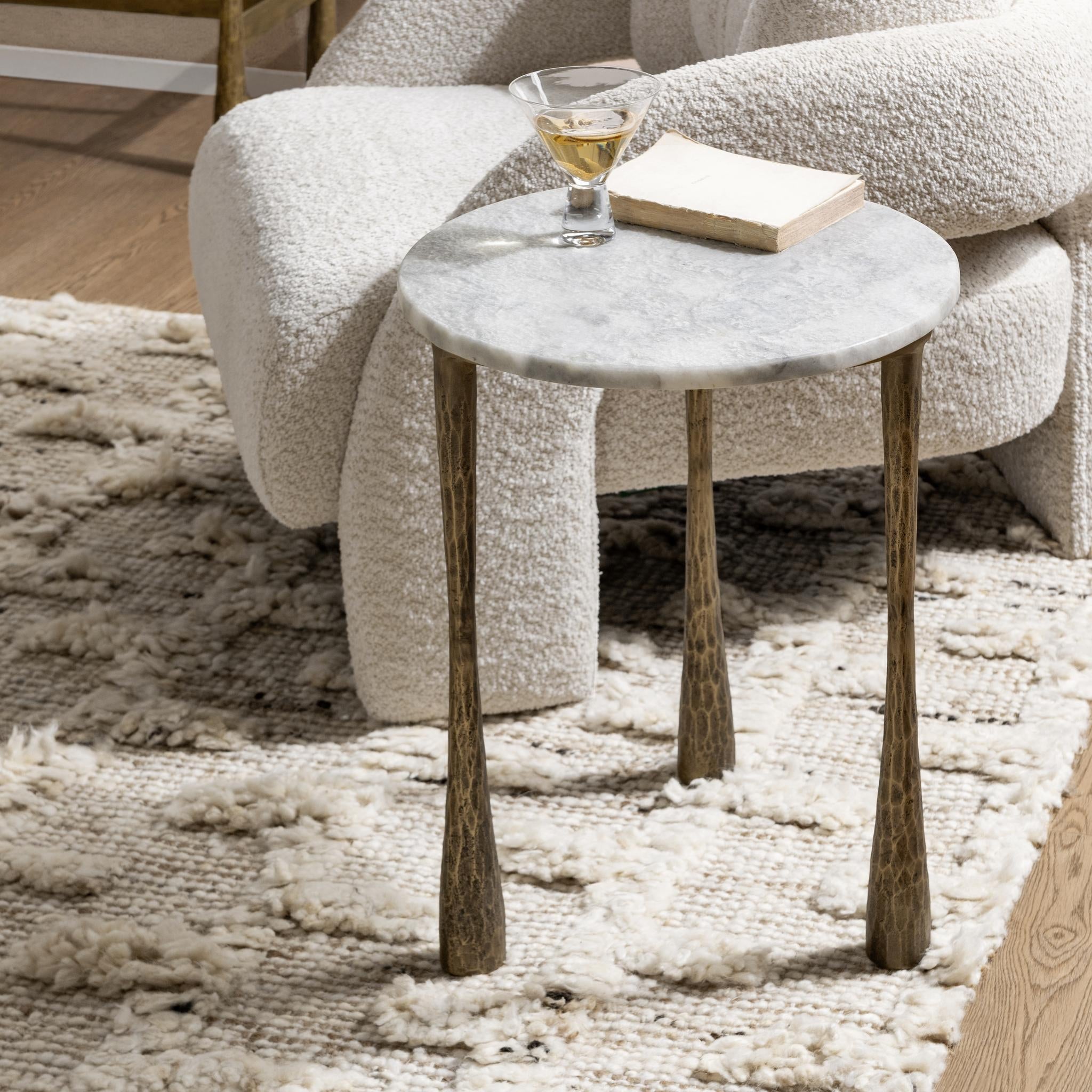Venicia Round End Table - White Sage