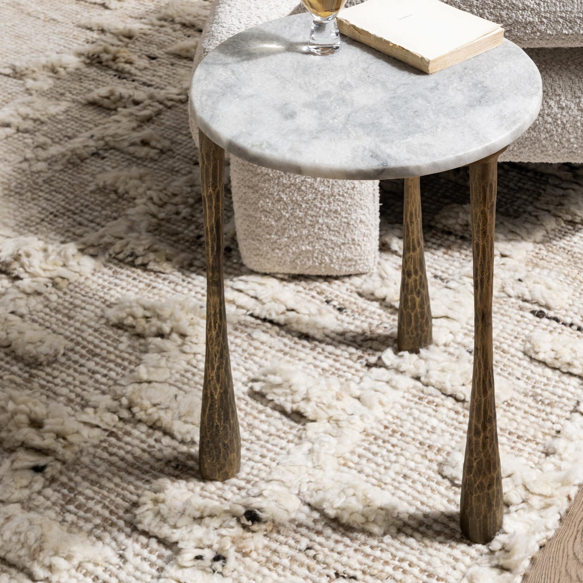 Venicia Round End Table - White Sage