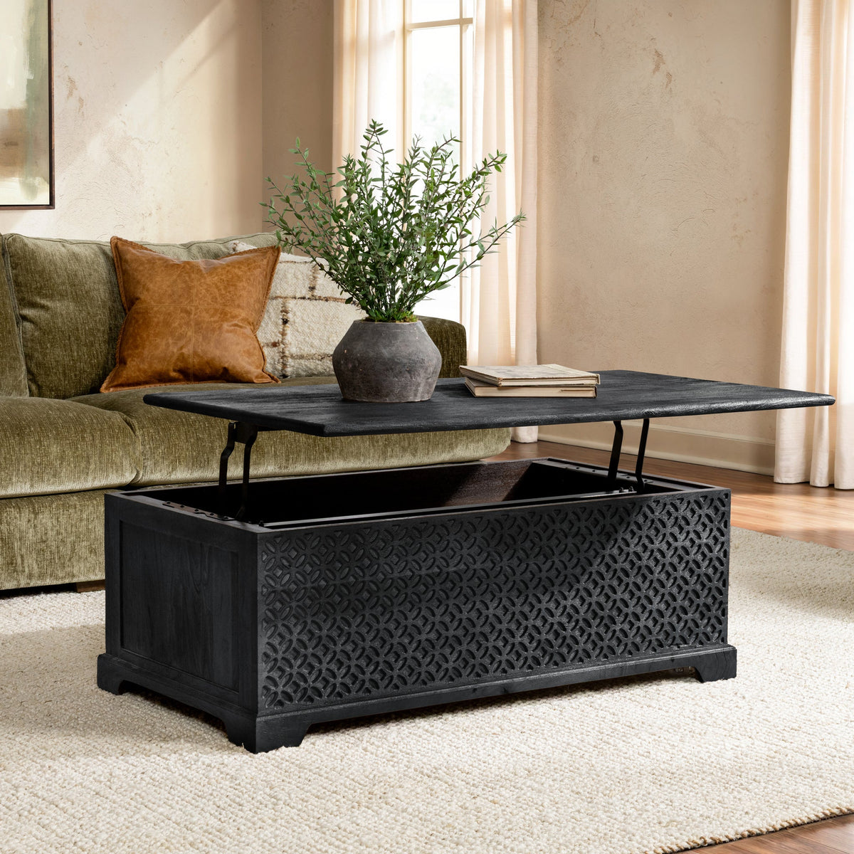 Hollis Lift-Top Coffee Table - Midnight Black by Classic Home - view 7