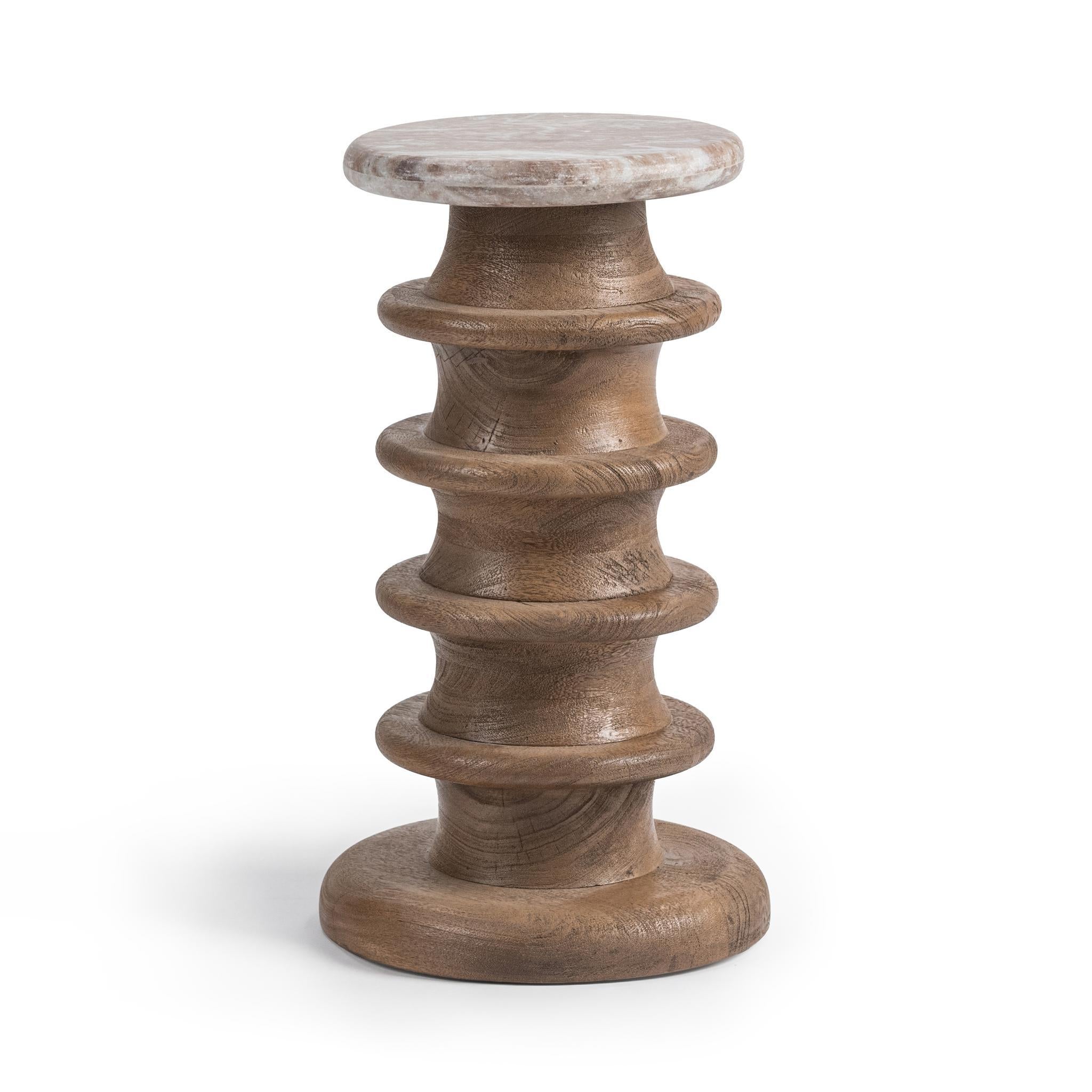 Alisa Round Accent Table - Sable Stone