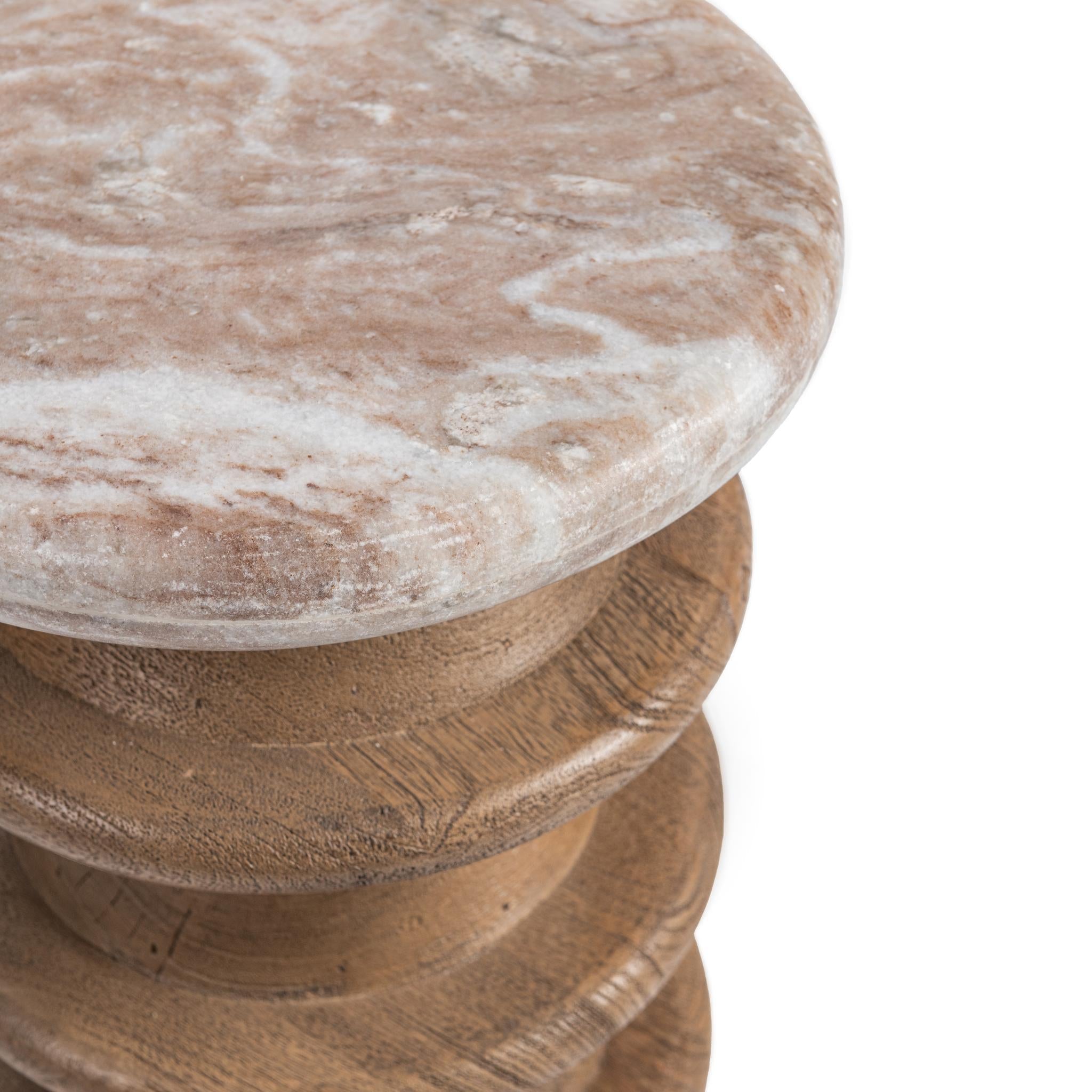 Alisa Round Accent Table - Sable Stone