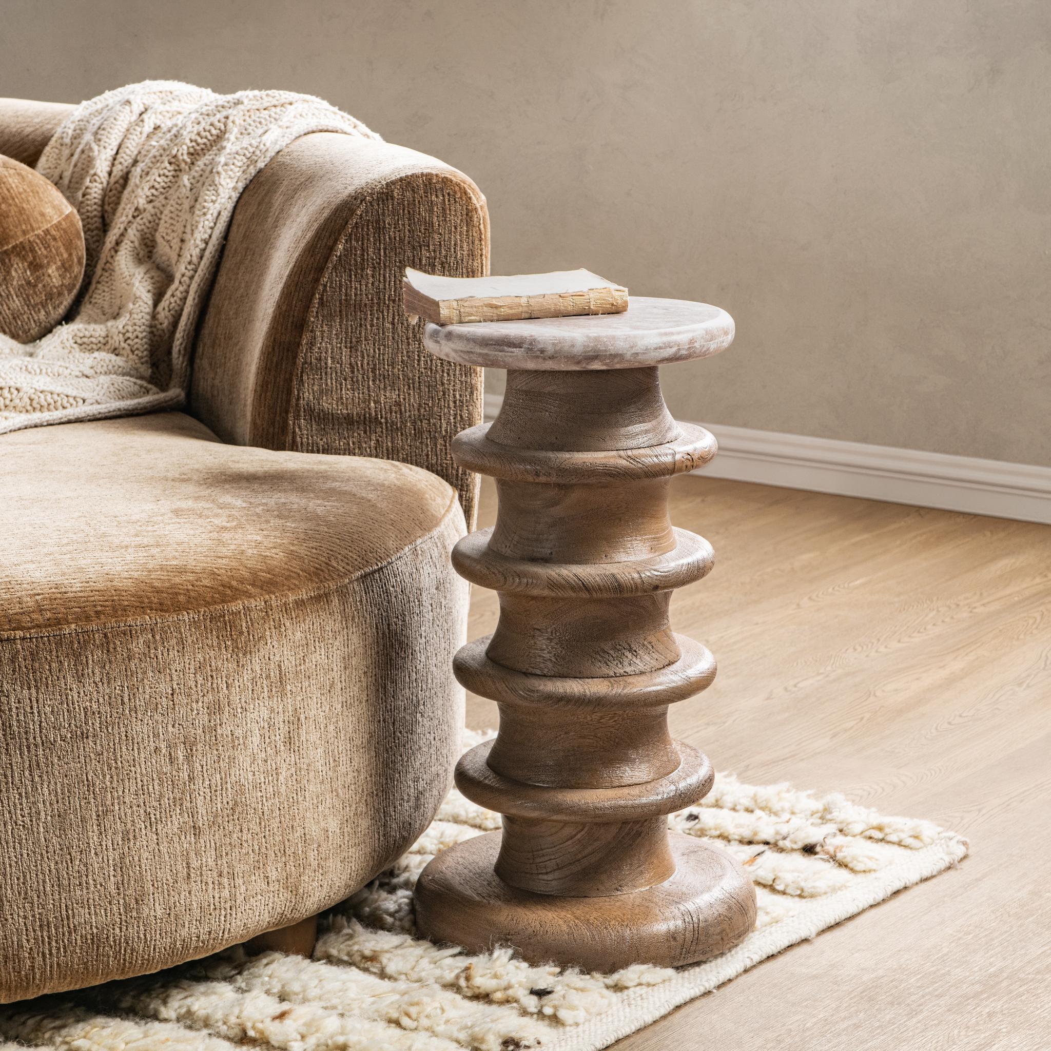 Alisa Round Accent Table - Sable Stone