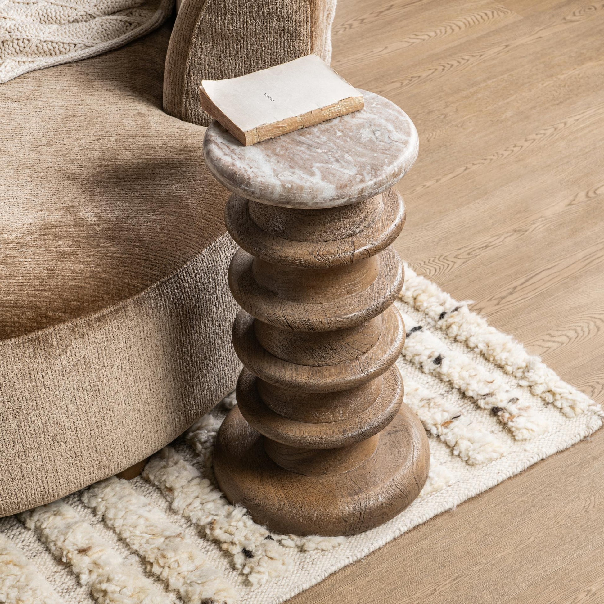 Alisa Round Accent Table - Sable Stone