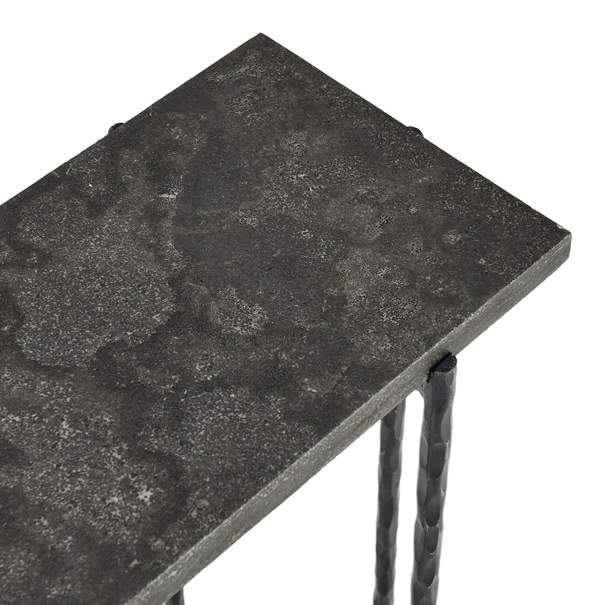 Echo Console Table - Hammered Metal/Blue Stone