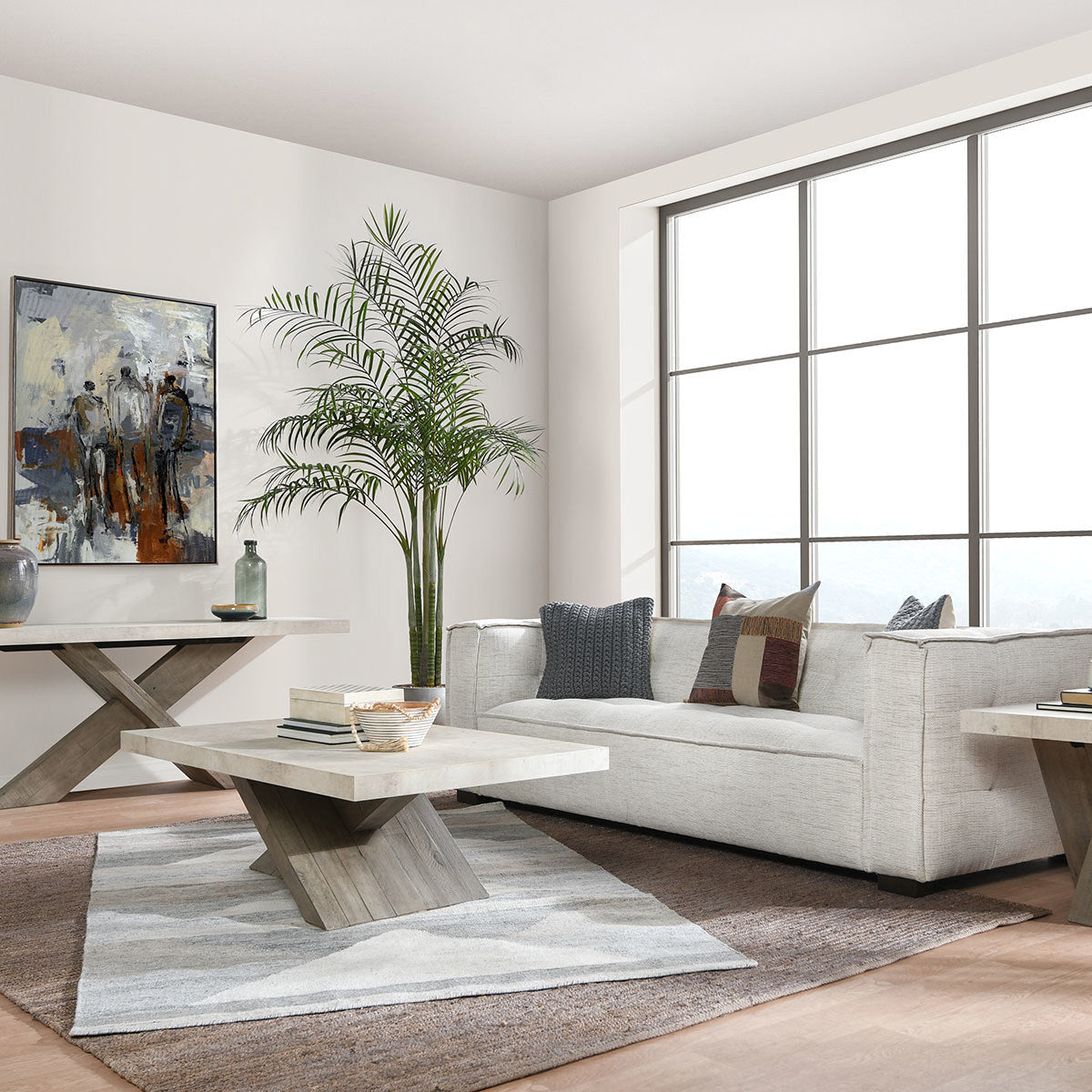 Durant Solid Wood Rectangle Coffee Table - Distressed Gray-Weathered Chalk