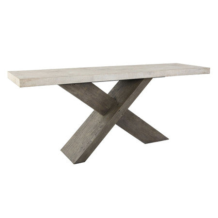 Durant Solid Wood Rectangle Console Table - Distressed Gray-Weathered Chalk